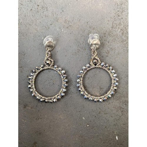 Σκουλαρίκια  "Silver Crystal Hoops"