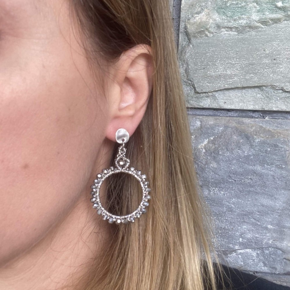Σκουλαρίκια "Silver Crystal Hoops" Σκουλαρίκια "Silver Crystal Hoops"
