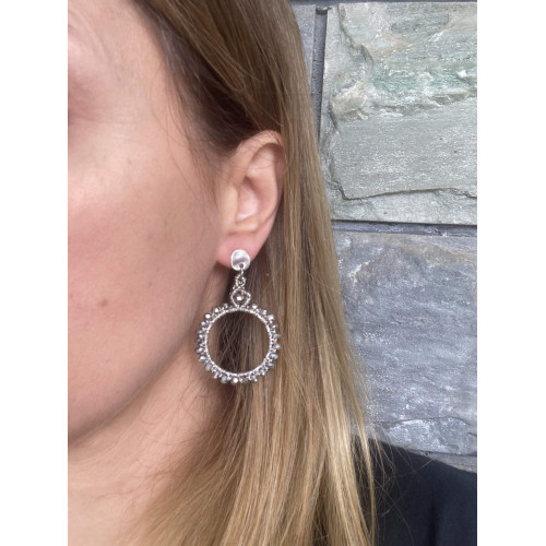 Σκουλαρίκια  "Silver Crystal Hoops"